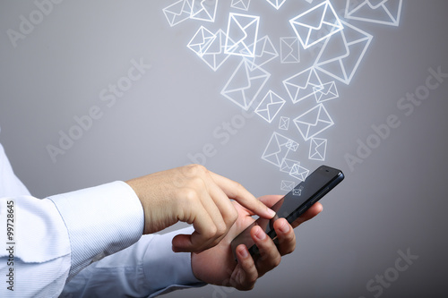 Businessman Use Smart Phone With Email Icons