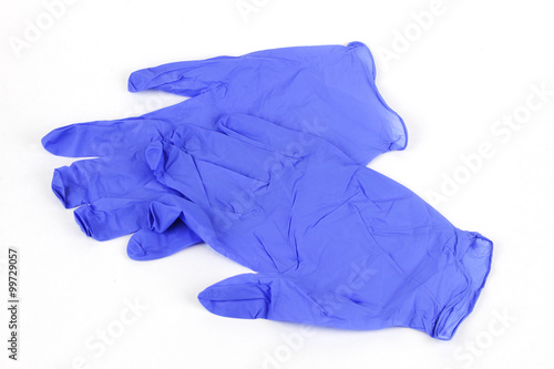 latex gloves on white background