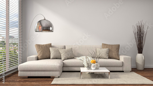 interior with sofa. 3d illustration