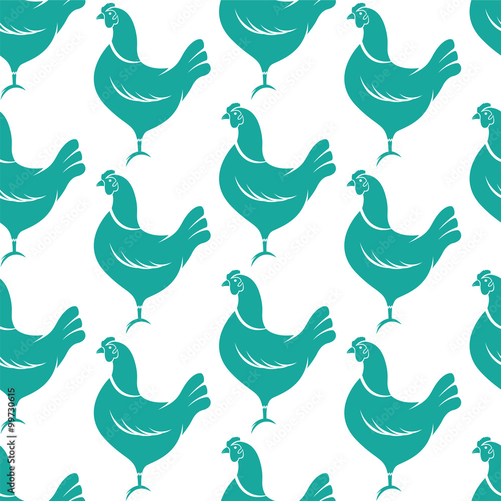 Fototapeta premium Hen vector art background design for fabric and decor. Seamless