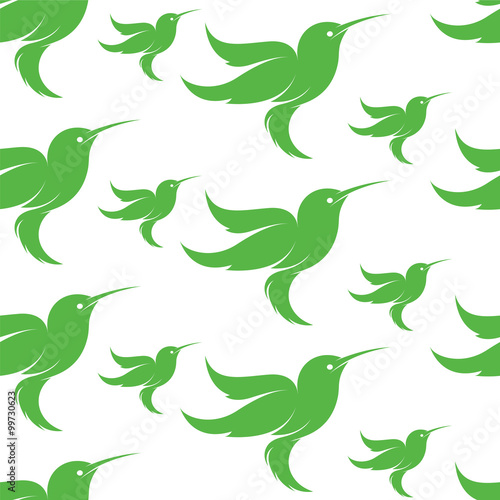 Hummingbird vector art background design for fabric and decor. S