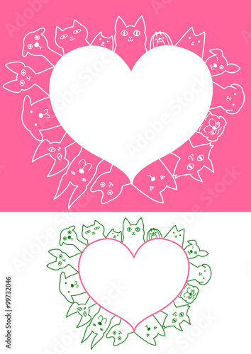 heart shaped dogs and cats border set