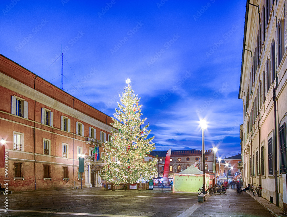 Christmas tree in city square with Venetian flair