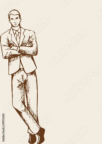 Businessman Leaning With Arm Crossed