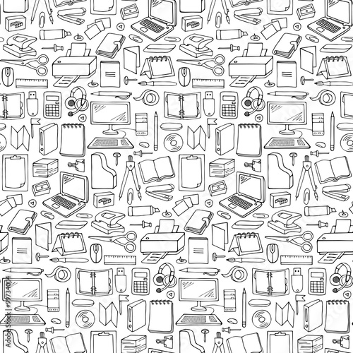 Hand drawn Office seamless pattern