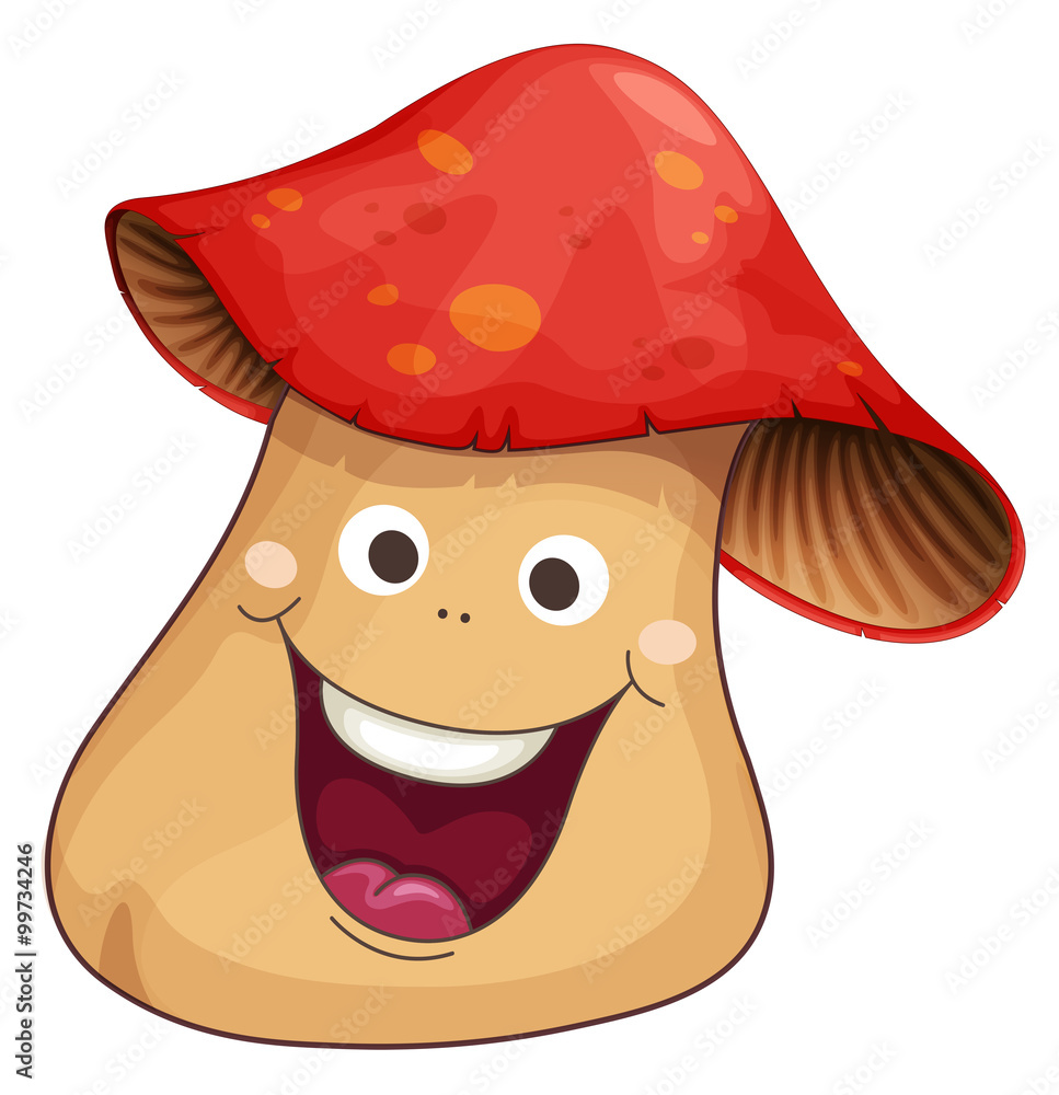 Red mushroom with happy face Red mushroom with happy face