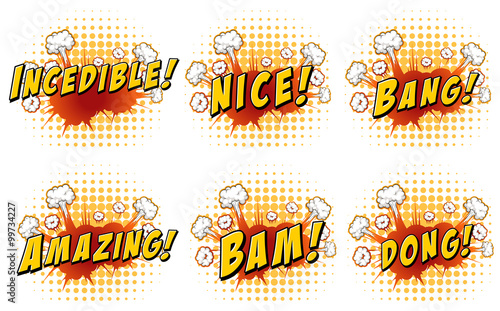 Various words on clouds background