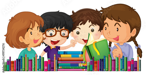 Children with many books