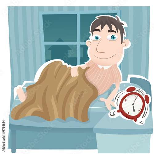 man happy wake up in the morning