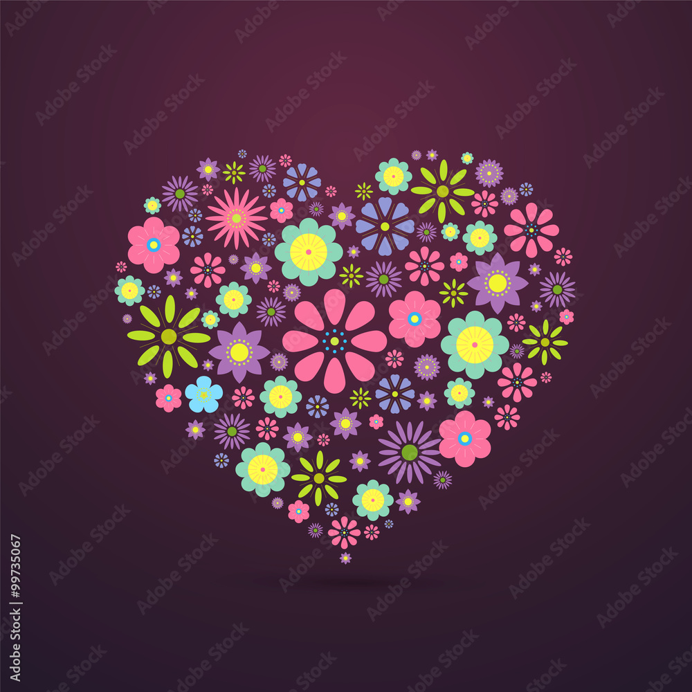 Heart-shaped flower composition