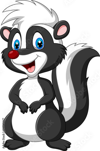Cartoon skunk posing isolated on white background
