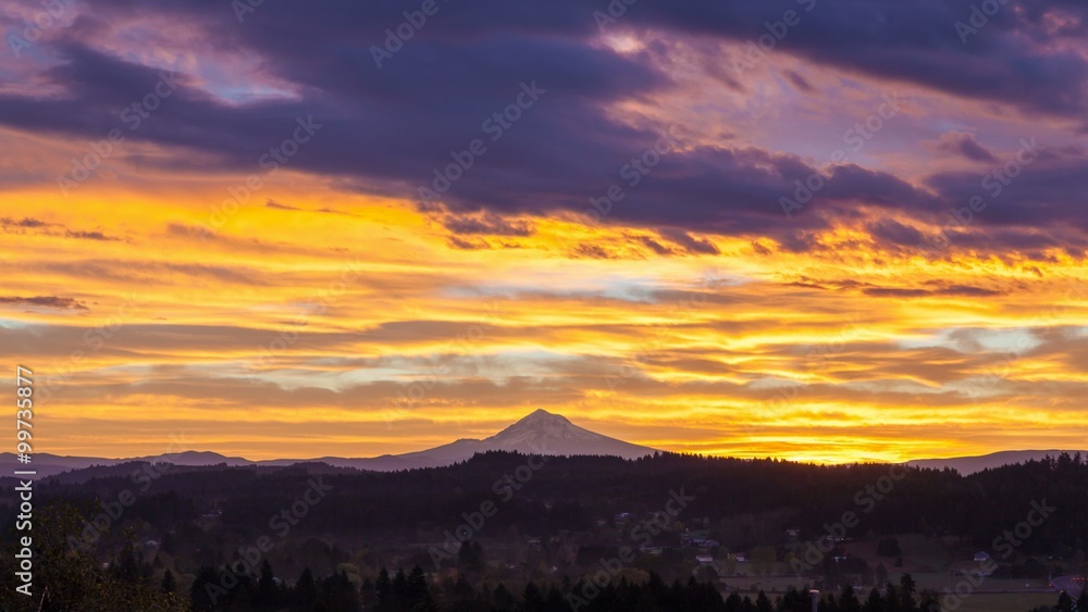 Time lapse movie of colorful sunrise and moving clouds over Happy Valley, Oregon with snow covered Mount Hood early morning Time lapse movie of colorful sunrise and moving clouds over Happy Valley, Oregon with snow covered Mount Hood early morning
