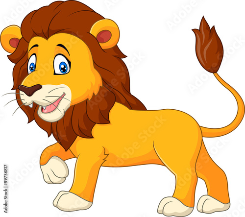 Fototapeta Naklejka Na Ścianę i Meble -  Cute lion walking isolated on white background