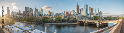 Melbourne cityscape with panorama view.