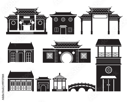 China Building Mono Objects Set, Travel Attraction, History, Traditional Culture