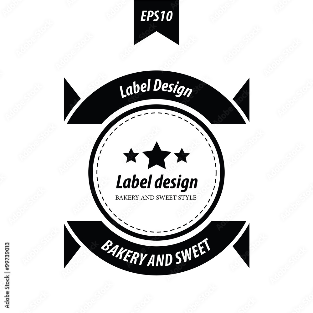 Retro style label  black color