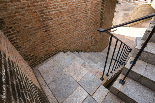 italian brick stairway and handrail