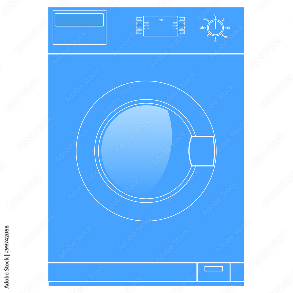 Washing machine. Blue icon Washing machine. Blue icon