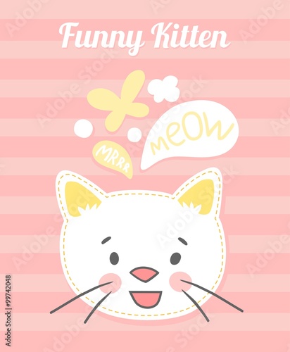  white kitten vector cards. 