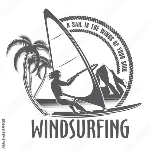 windsurfing emblem on a white background
