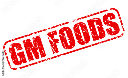 GM FOODS red stamp text