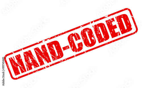 Hand-Coded red stamp text