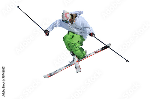 jumping skier in a cross
