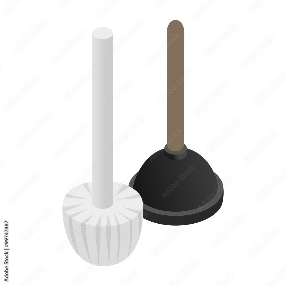 Plunger isometric 3d icon Plunger isometric 3d icon