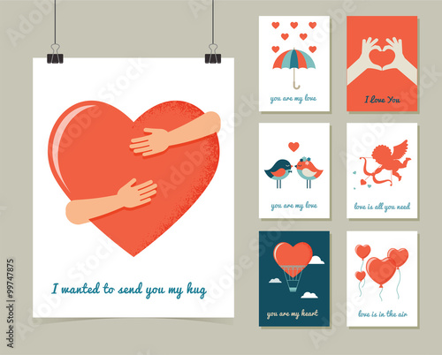 Valentine's day greeting cards set
