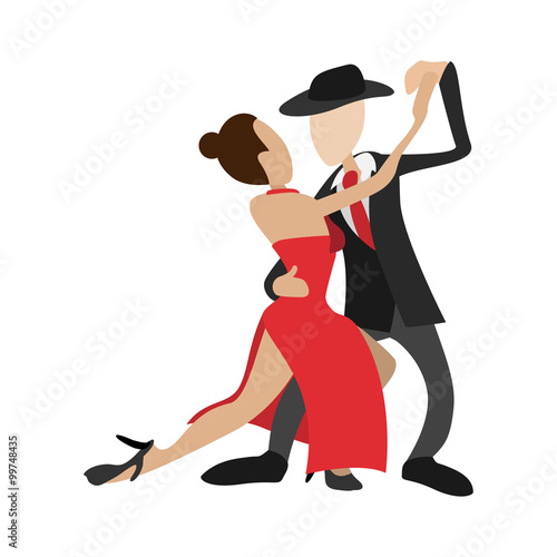 Couple dancing tango cartoon icon