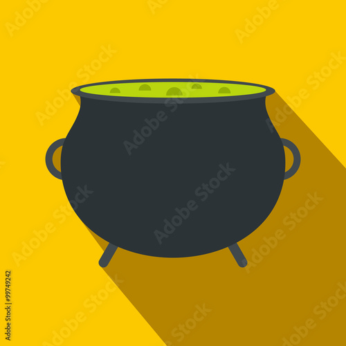 Witch cauldron with green potion flat