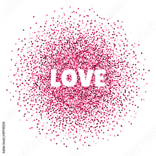 Love. Valentines day card. Vector illustration with colorful hearts. Abstract illustration for print or banner.