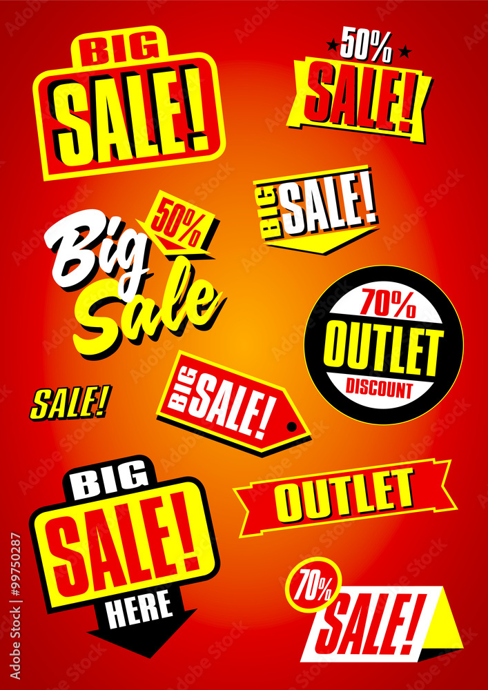 Sale tags. Sale banners set. Shopping.