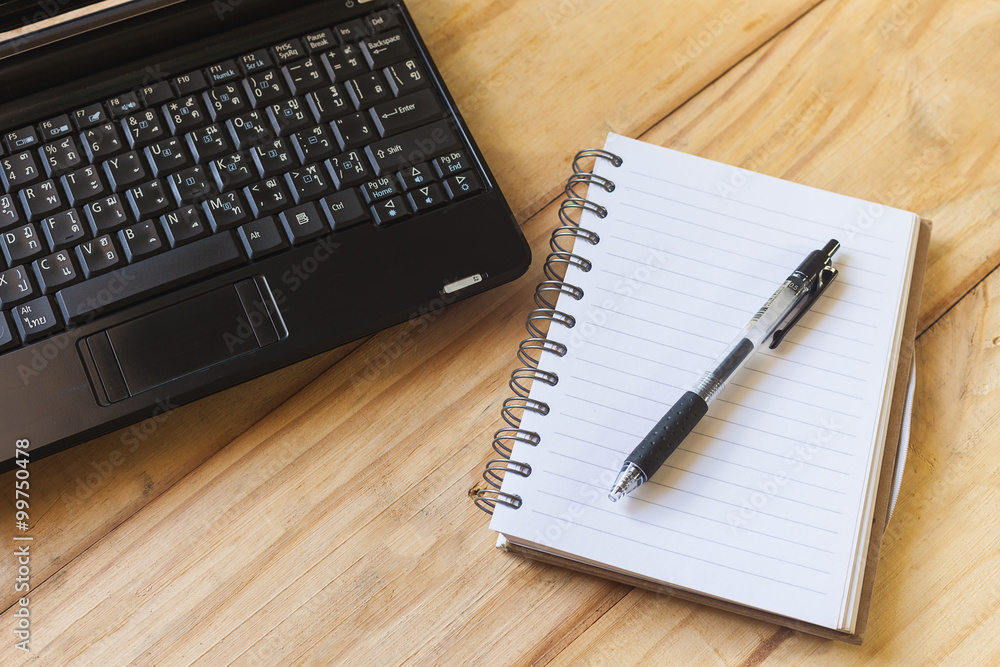 Pen, Blank notepad and laptop on the office. Pen, Blank notepad and laptop on the office.