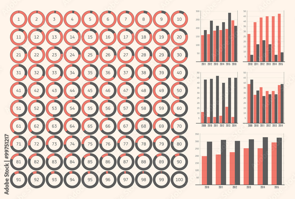 Levels Using Ring Graph Vector set ring diagrams, infographics for your business presentation ...
