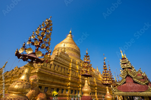 Shwezigon Paya, Bagan, Myanmar. 1 of 5 most popular famous respect holy in myanmar