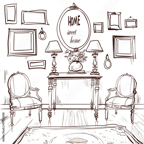 home interior with armchairs - vector illustration