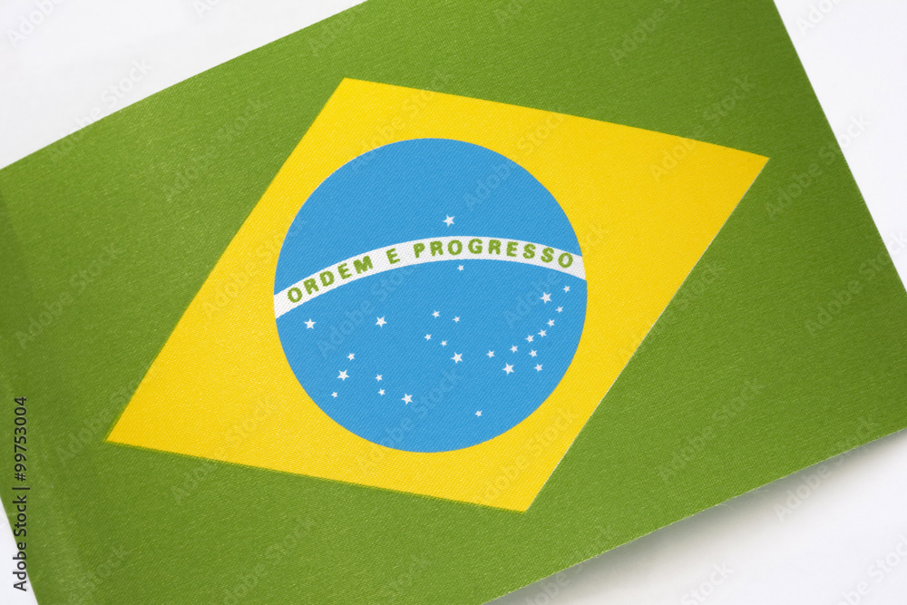 Obraz premium Brazilian Flag on White Background