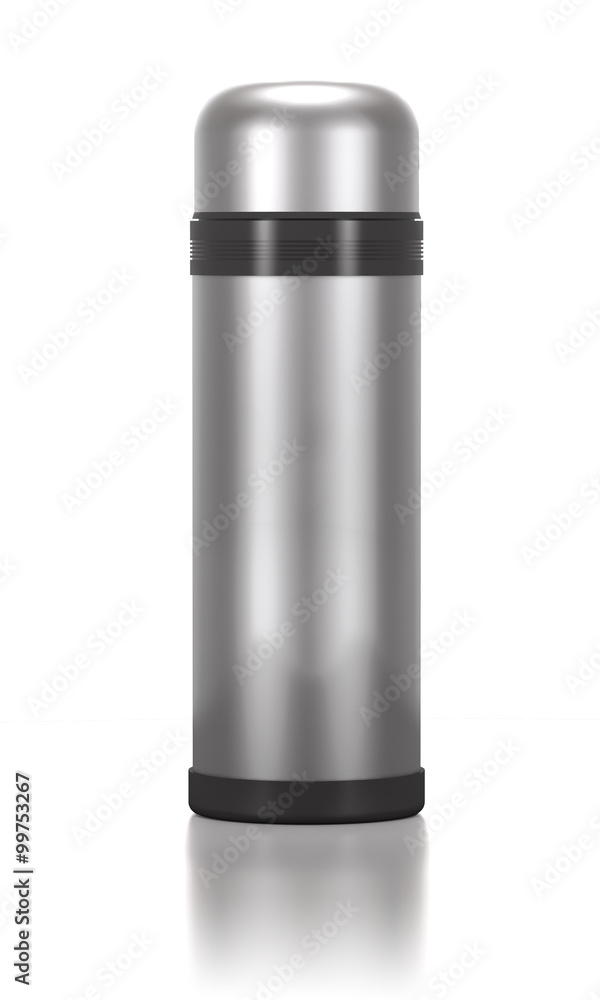 Stainless steel thermos for drinks.