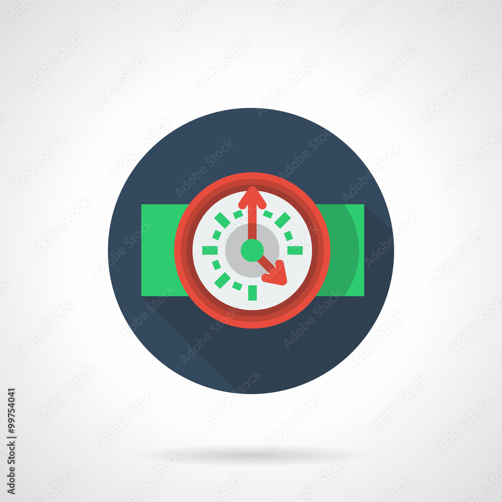Red wall clock blue round flat vector icon Red wall clock blue round flat vector icon