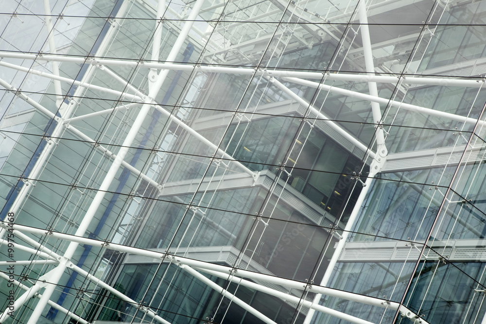 Close-up of Glass Facade Building