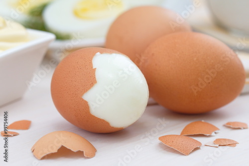 Photos Boiled eggs on the table