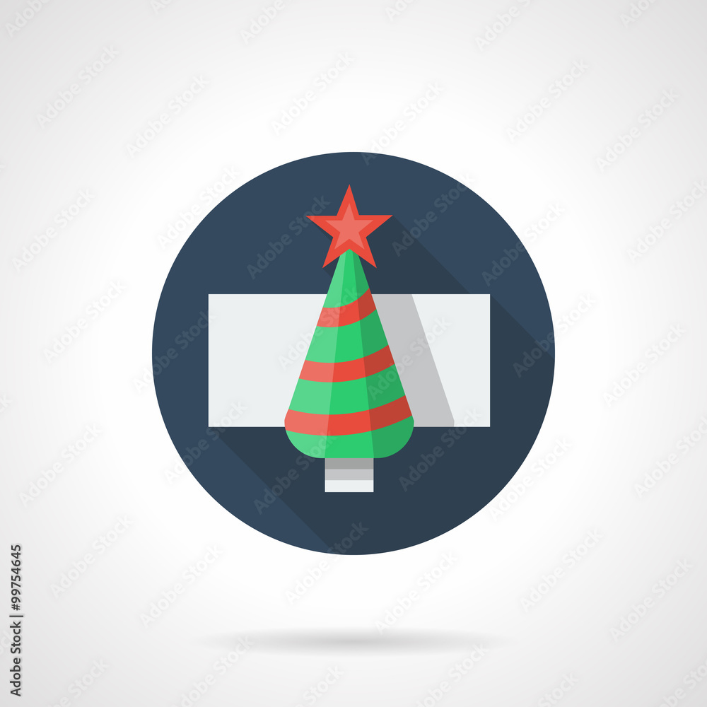 Fir-tree with red decor round flat vector icon Fir-tree with red decor round flat vector icon