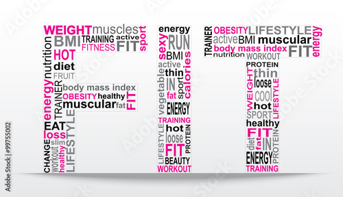 Word FIT with many words pink and black