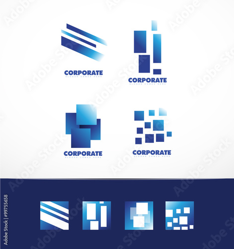 Corporate business abstract square logo set