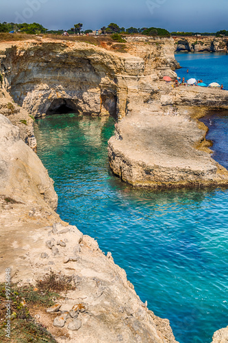 Stacks on the coast of Salento in Italy