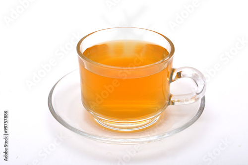 Hot Green Tea Cup with white background
