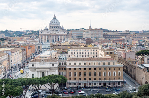 View of the St Peter's Basilica and Vatican city from Castel Sant'Angelo