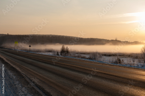 Winter Road in Early Morning