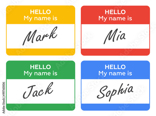 Hello My Name Is... Introduction cards, labels and badges set.  vector illustration